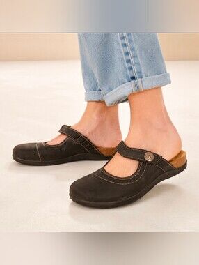 Dr. Andrew Weil Orthaheel Black Leather Mary Jane Mules Size 9/40